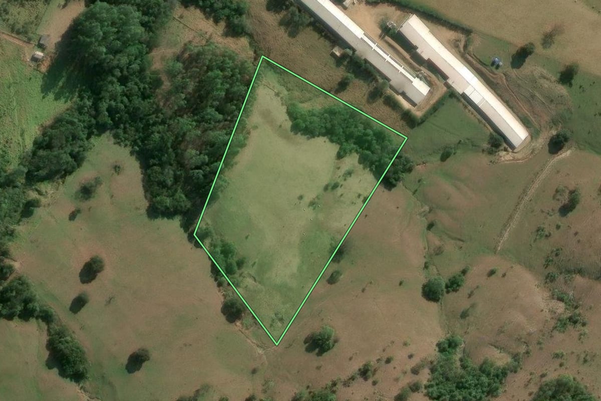 Imagem de satélite do imóvel rural em Japira (PR), com o contorno declarado no CAR desenhado por cima.