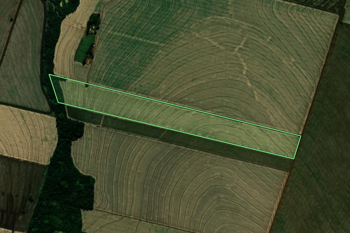 Imagem de satélite do imóvel rural em Japurá (PR), com o contorno declarado no CAR desenhado por cima.