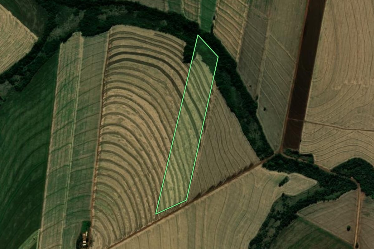 Imagem de satélite do imóvel rural em Japurá (PR), com o contorno declarado no CAR desenhado por cima.
