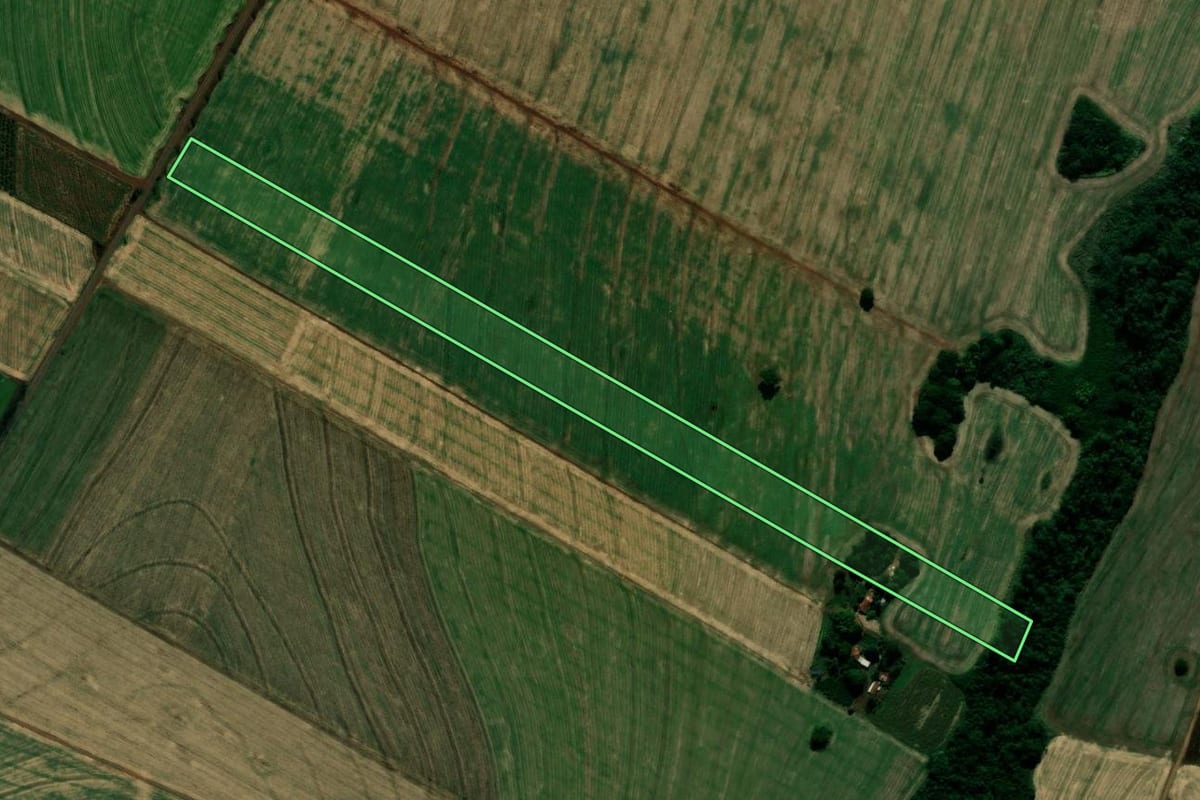 Imagem de satélite do imóvel rural em Japurá (PR), com o contorno declarado no CAR desenhado por cima.