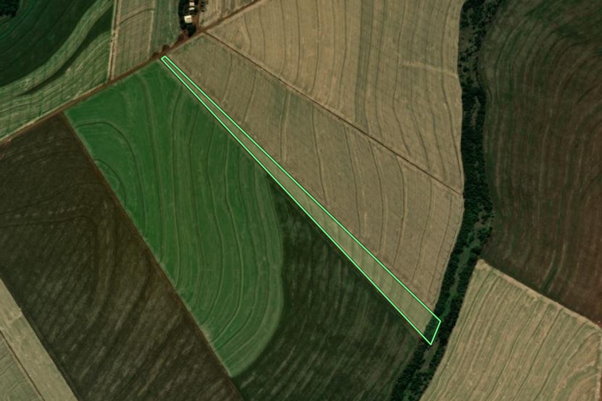 Imagem de satélite do imóvel rural em Japurá (PR), com o contorno declarado no CAR desenhado por cima.