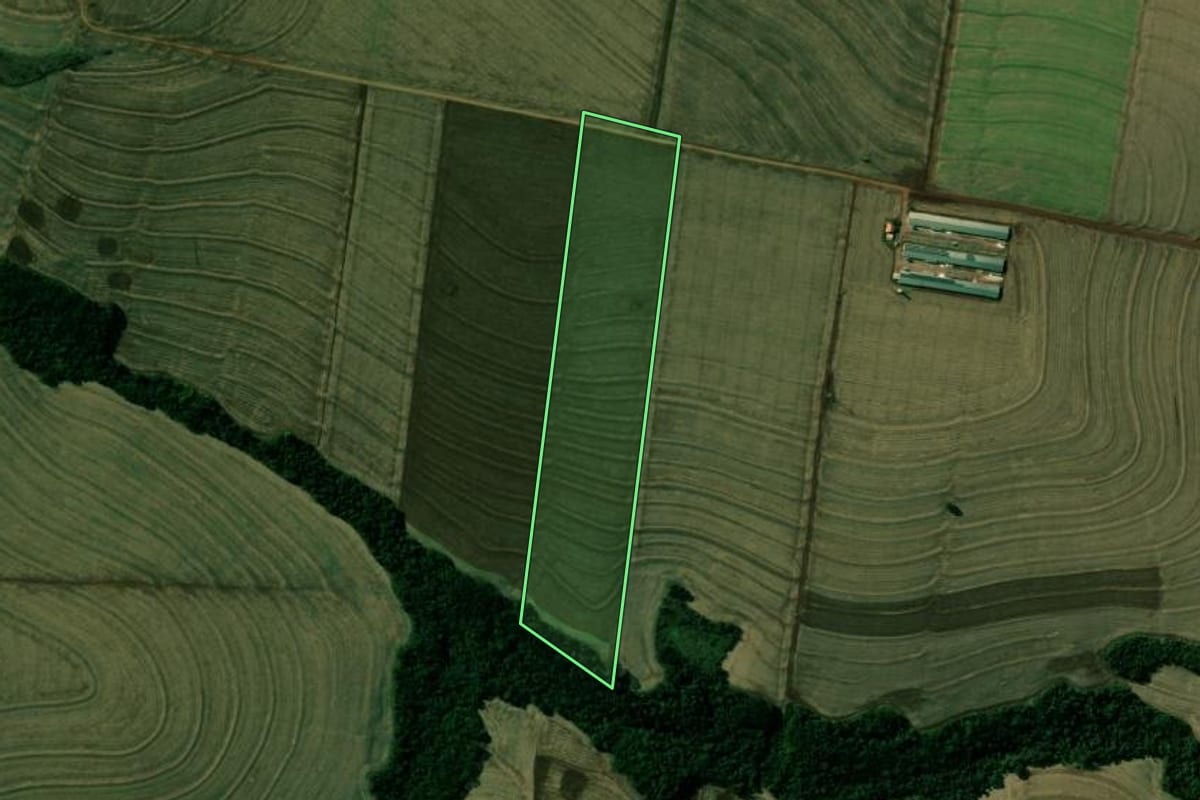 Imagem de satélite do imóvel rural em Jesuítas (PR), com o contorno declarado no CAR desenhado por cima.