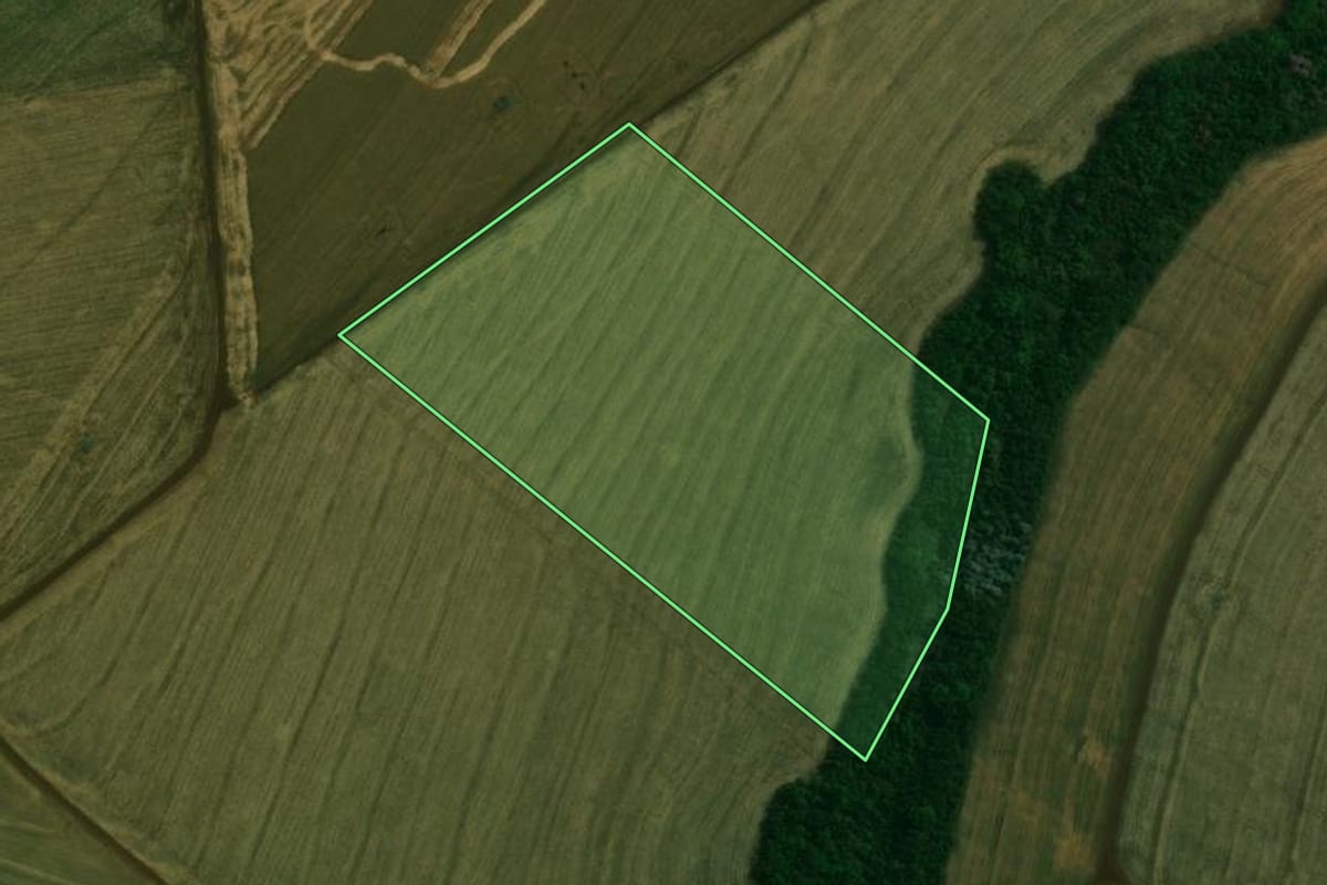 Imagem de satélite do imóvel rural em Juranda (PR), com o contorno declarado no CAR desenhado por cima.
