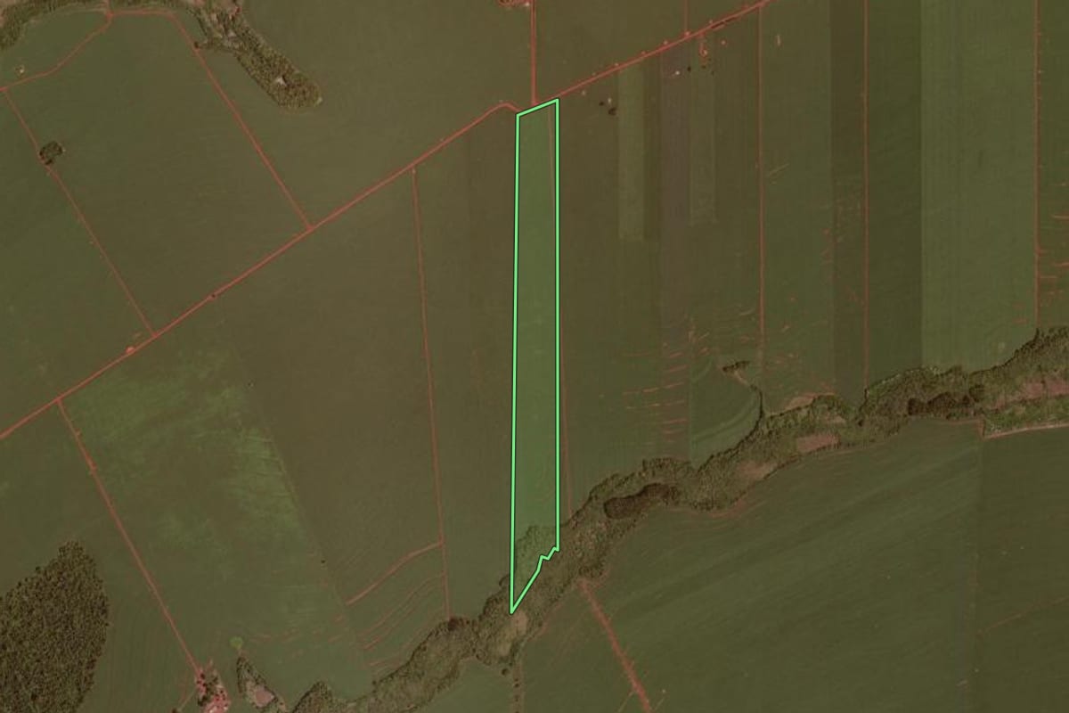 Imagem de satélite do imóvel rural em Juranda (PR), com o contorno declarado no CAR desenhado por cima.