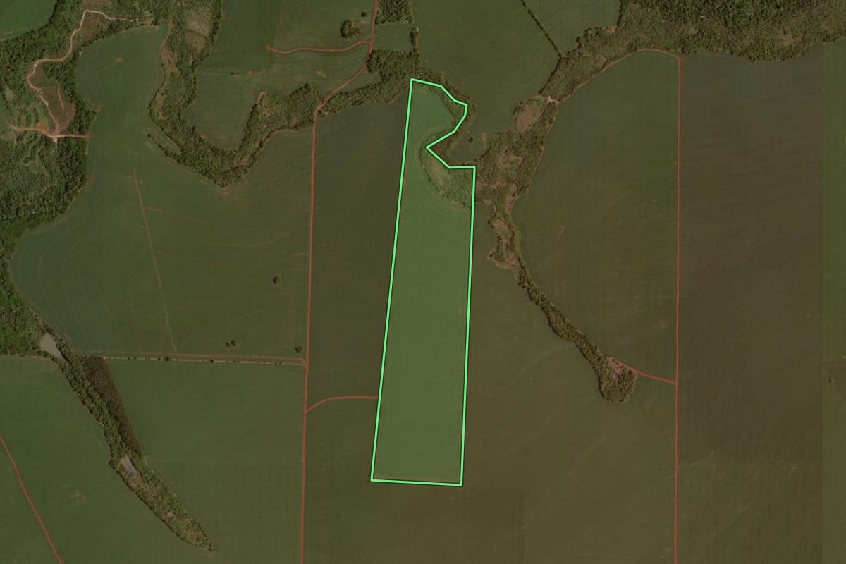 Imagem de satélite do imóvel rural em Juranda (PR), com o contorno declarado no CAR desenhado por cima.