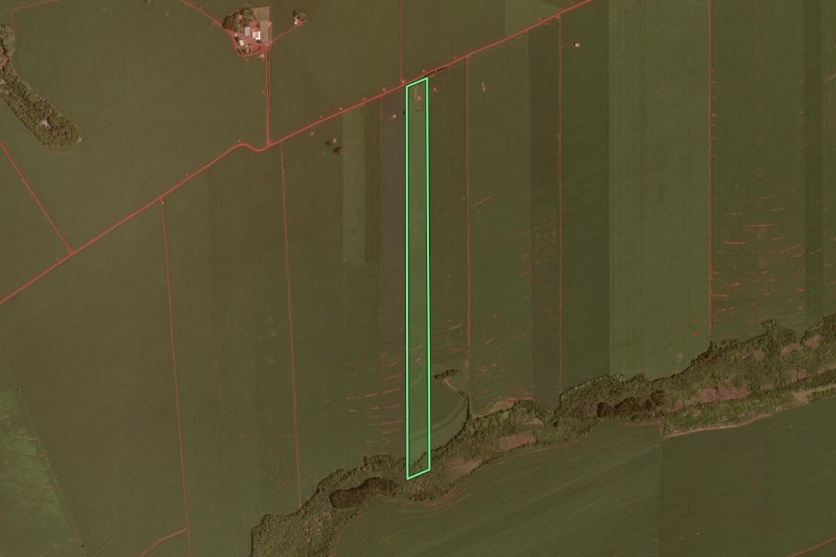 Imagem de satélite do imóvel rural em Juranda (PR), com o contorno declarado no CAR desenhado por cima.