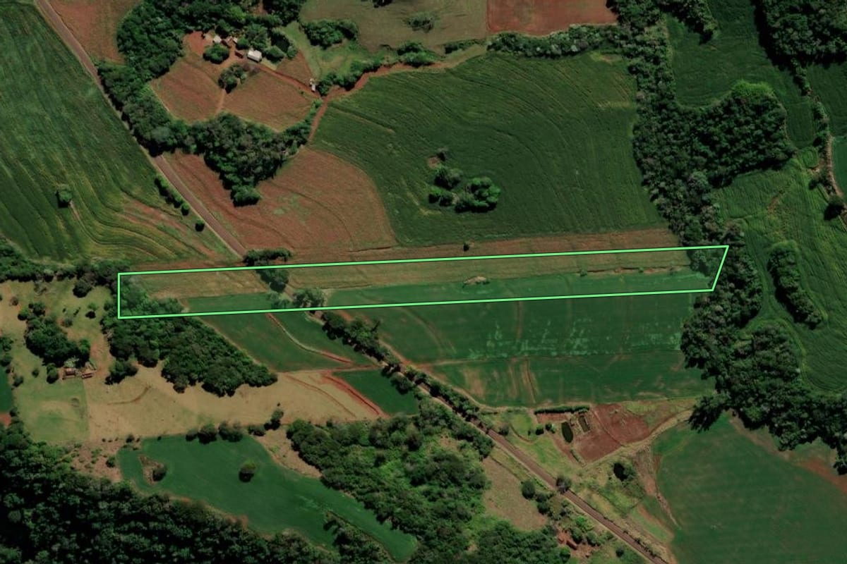 Imagem de satélite do imóvel rural em Kaloré (PR), com o contorno declarado no CAR desenhado por cima.