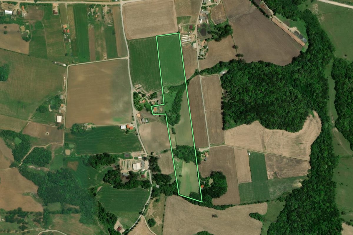 Imagem de satélite do imóvel rural em Lapa (PR), com o contorno declarado no CAR desenhado por cima.