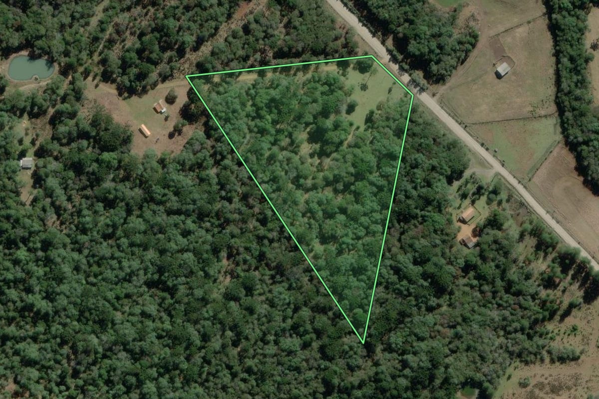 Imagem de satélite do imóvel rural em Lapa (PR), com o contorno declarado no CAR desenhado por cima.