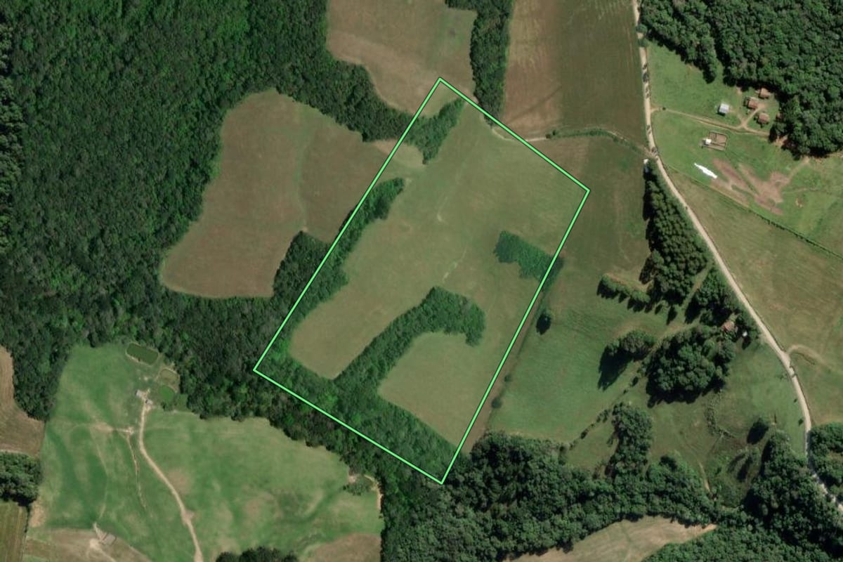 Imagem de satélite do imóvel rural em Lapa (PR), com o contorno declarado no CAR desenhado por cima.