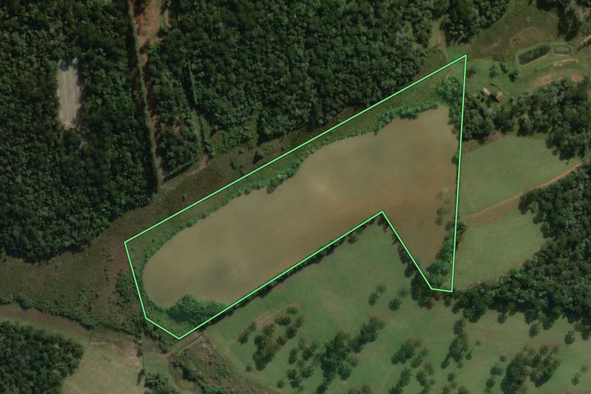 Imagem de satélite do imóvel rural em Lapa (PR), com o contorno declarado no CAR desenhado por cima.
