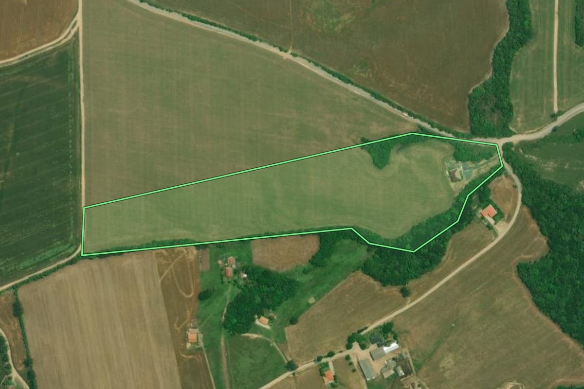 Imagem de satélite do imóvel rural em Lapa (PR), com o contorno declarado no CAR desenhado por cima.