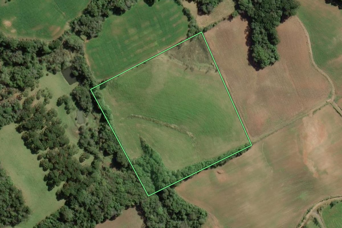Imagem de satélite do imóvel rural em Lapa (PR), com o contorno declarado no CAR desenhado por cima.