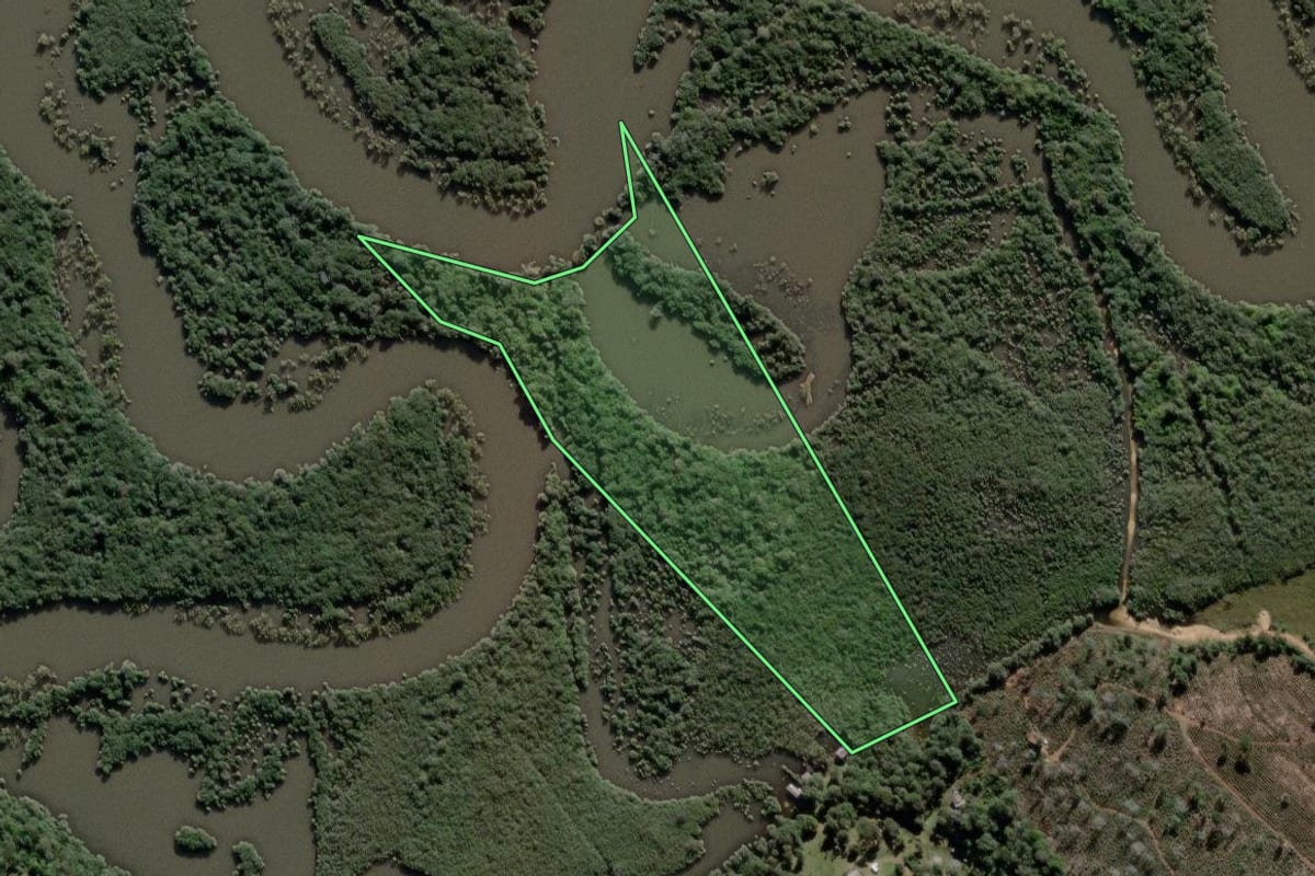 Imagem de satélite do imóvel rural em Lapa (PR), com o contorno declarado no CAR desenhado por cima.