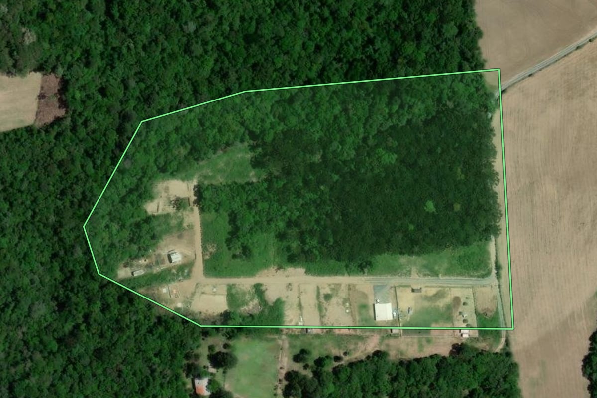 Imagem de satélite do imóvel rural em Lapa (PR), com o contorno declarado no CAR desenhado por cima.