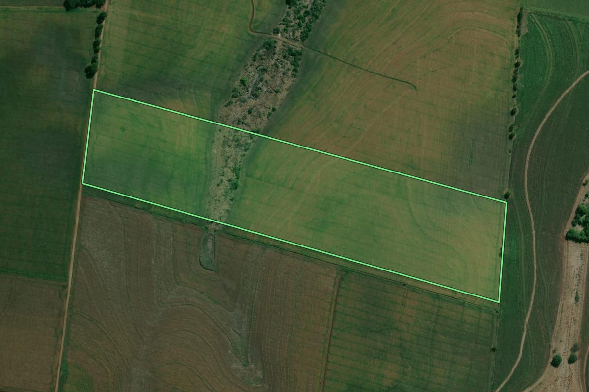 Imagem de satélite do imóvel rural em Leópolis (PR), com o contorno declarado no CAR desenhado por cima.