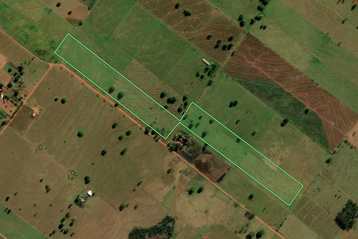 Imagem de satélite do imóvel rural em Loanda (PR), com o contorno declarado no CAR desenhado por cima.