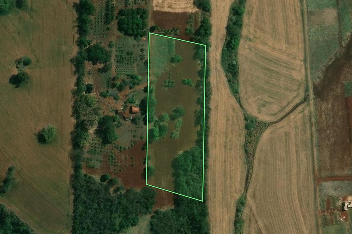 Imagem de satélite do imóvel rural em Londrina (PR), com o contorno declarado no CAR desenhado por cima.