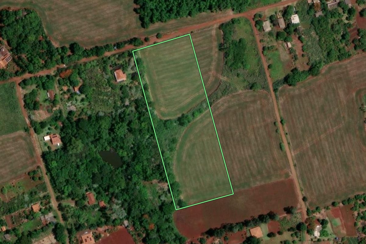 Imagem de satélite do imóvel rural em Londrina (PR), com o contorno declarado no CAR desenhado por cima.