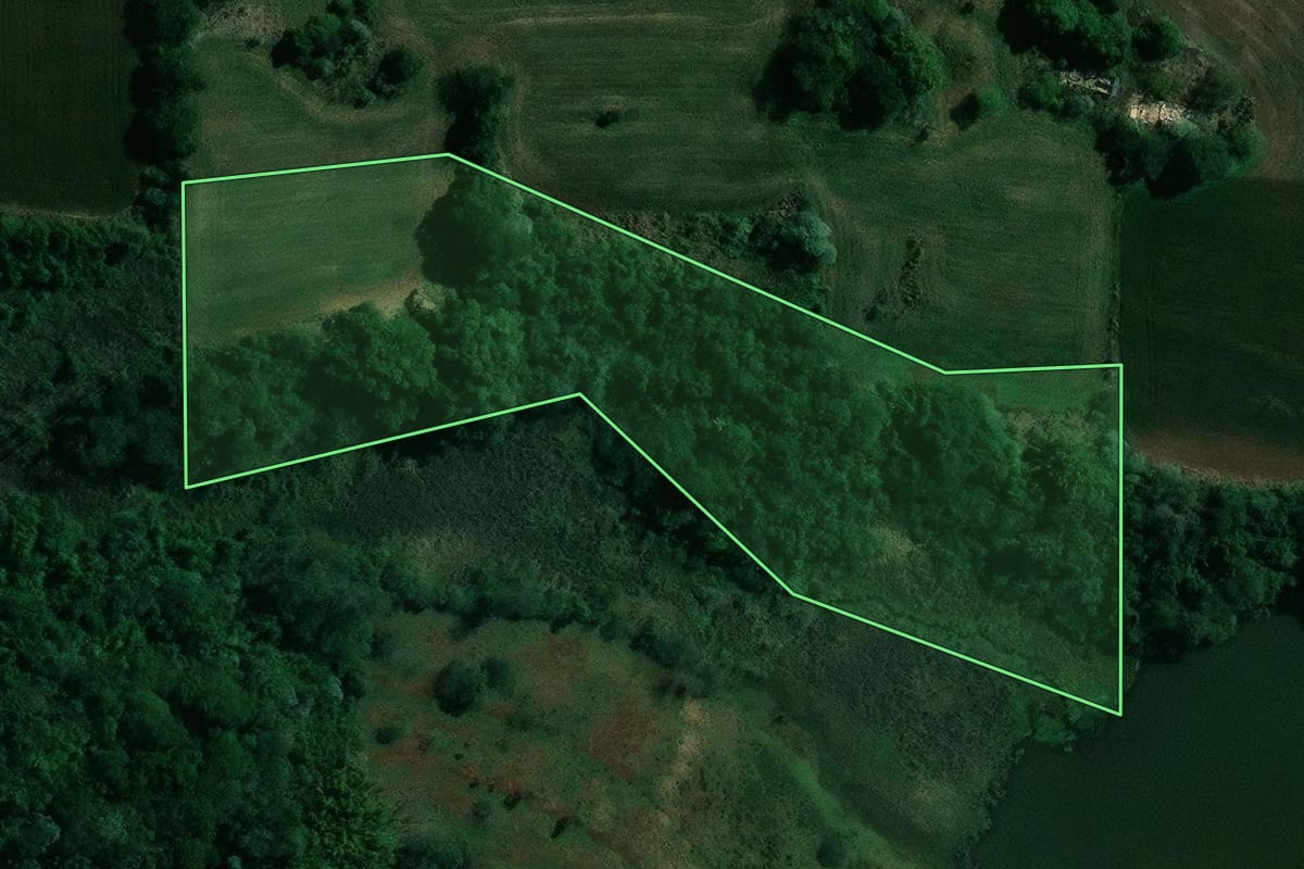 Imagem de satélite do imóvel rural em Londrina (PR), com o contorno declarado no CAR desenhado por cima.