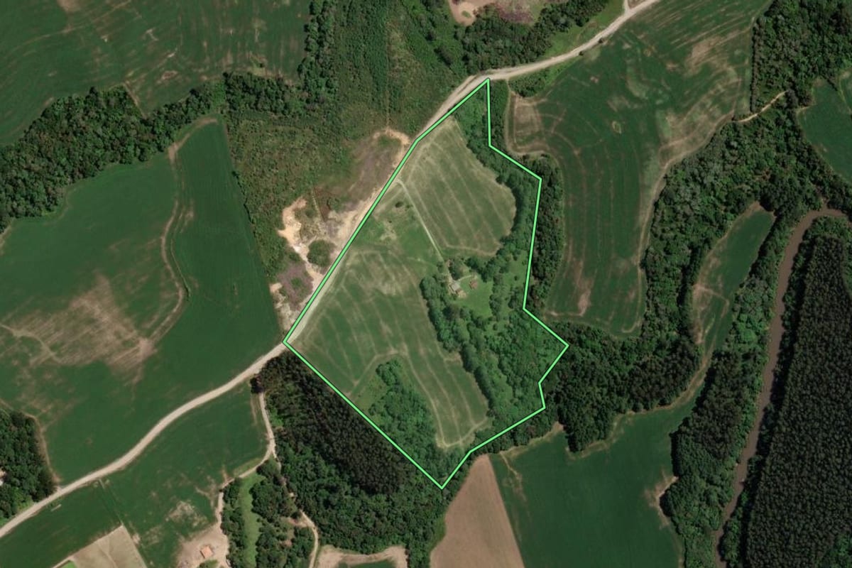 Imagem de satélite do imóvel rural em Mallet (PR), com o contorno declarado no CAR desenhado por cima.