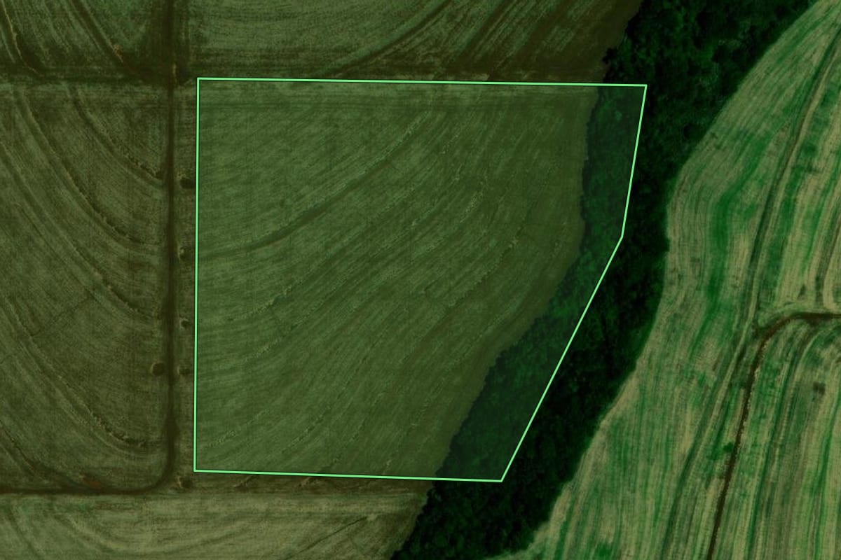 Imagem de satélite do imóvel rural em Mamborê (PR), com o contorno declarado no CAR desenhado por cima.