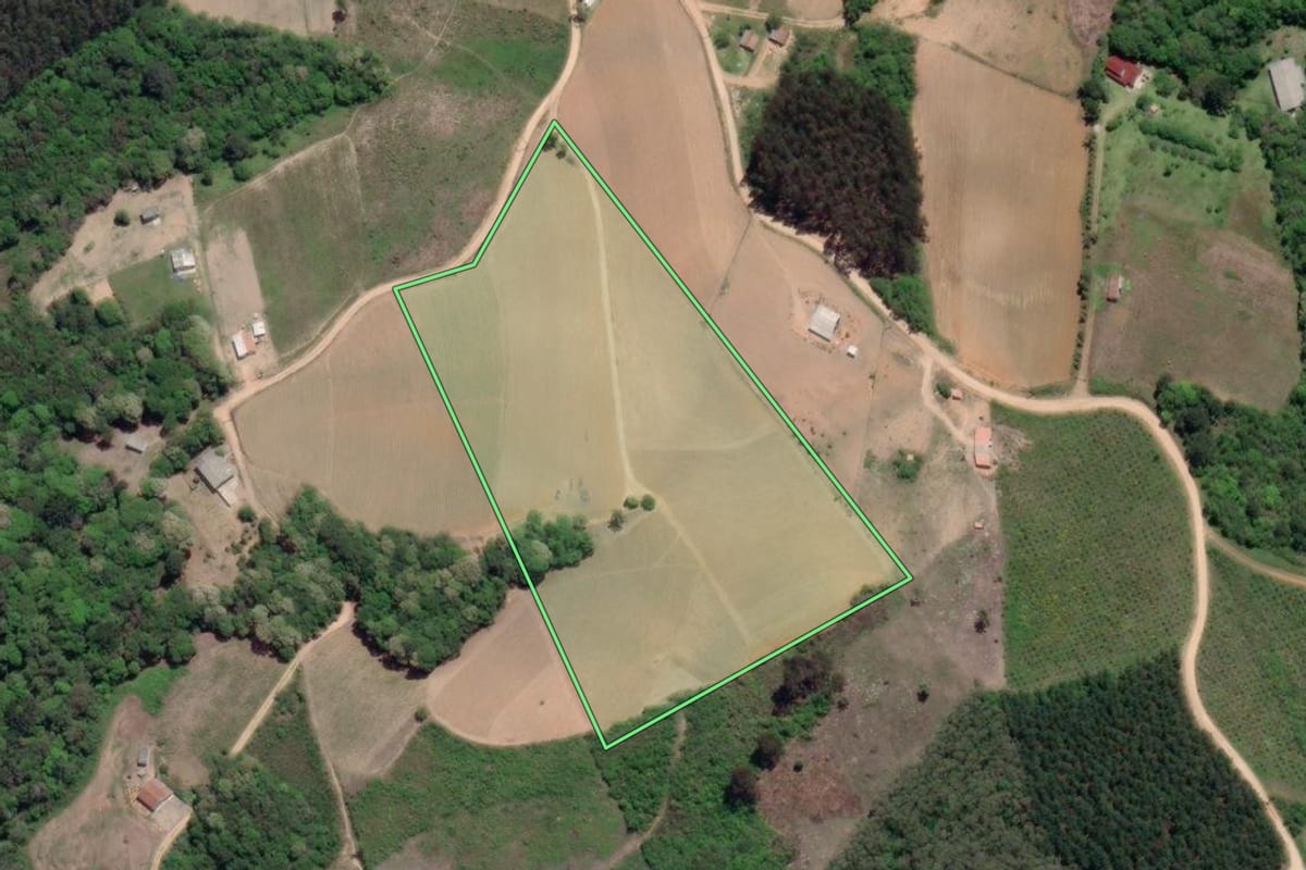 Imagem de satélite do imóvel rural em Mandirituba (PR), com o contorno declarado no CAR desenhado por cima.