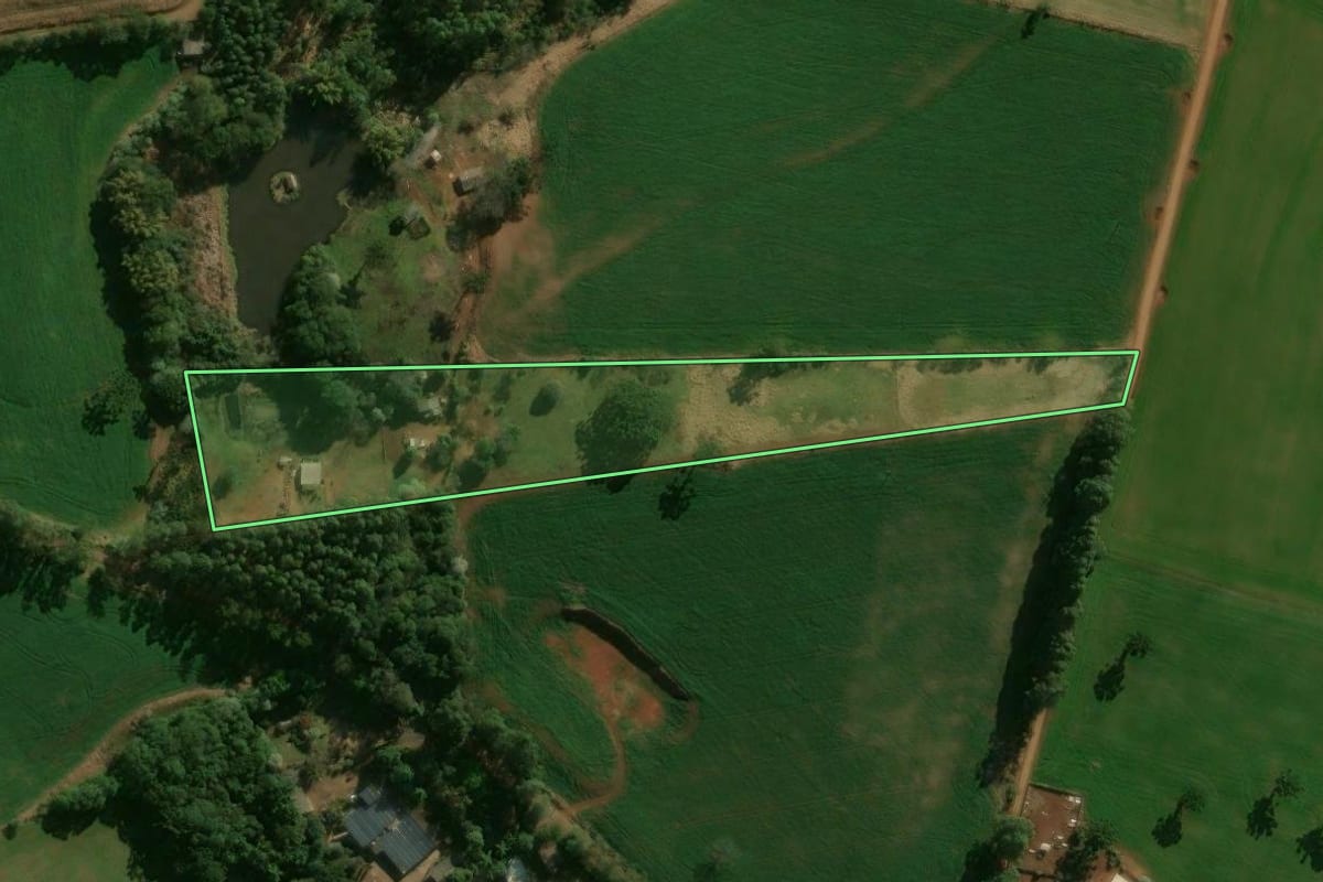 Imagem de satélite do imóvel rural em Manoel Ribas (PR), com o contorno declarado no CAR desenhado por cima.
