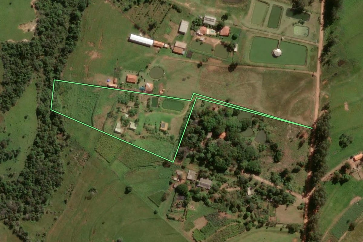 Imagem de satélite do imóvel rural em Maria Helena (PR), com o contorno declarado no CAR desenhado por cima.