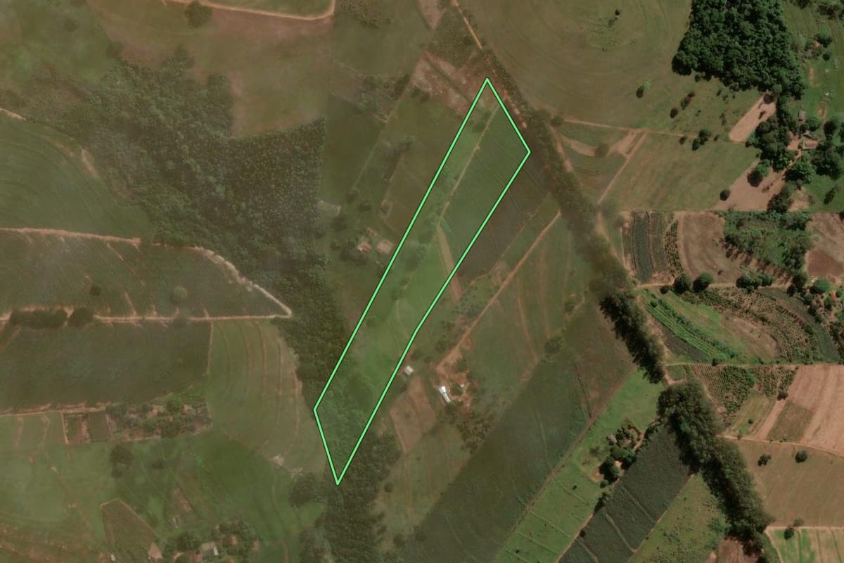 Imagem de satélite do imóvel rural em Maria Helena (PR), com o contorno declarado no CAR desenhado por cima.