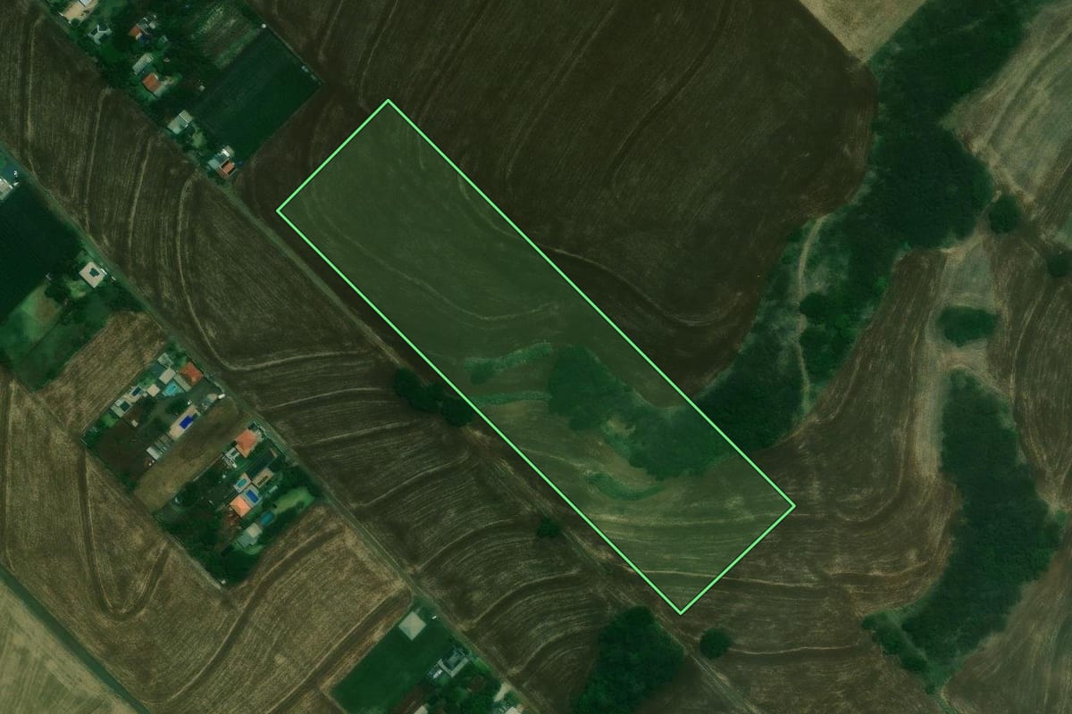 Imagem de satélite do imóvel rural em Marialva (PR), com o contorno declarado no CAR desenhado por cima.