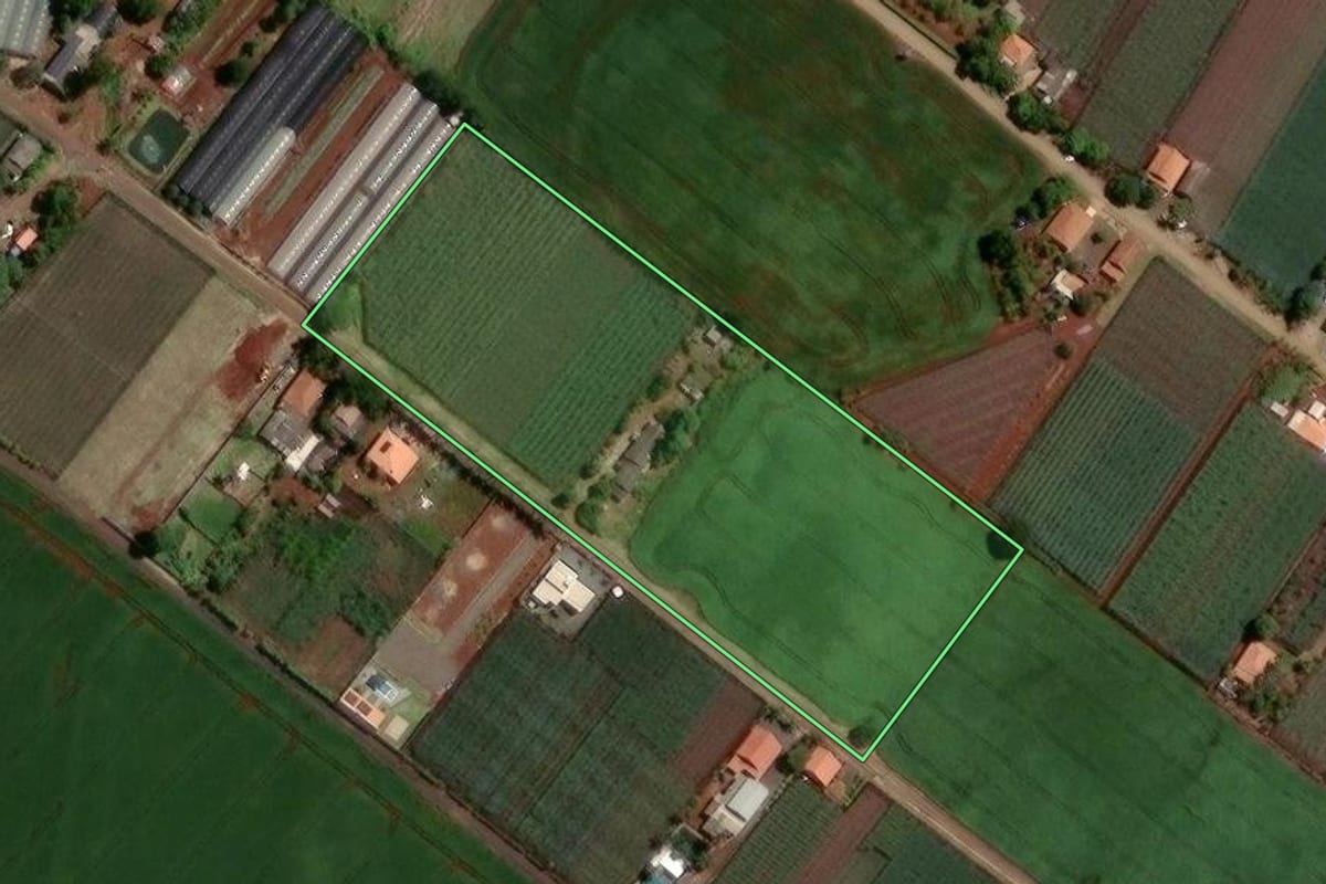 Imagem de satélite do imóvel rural em Marialva (PR), com o contorno declarado no CAR desenhado por cima.