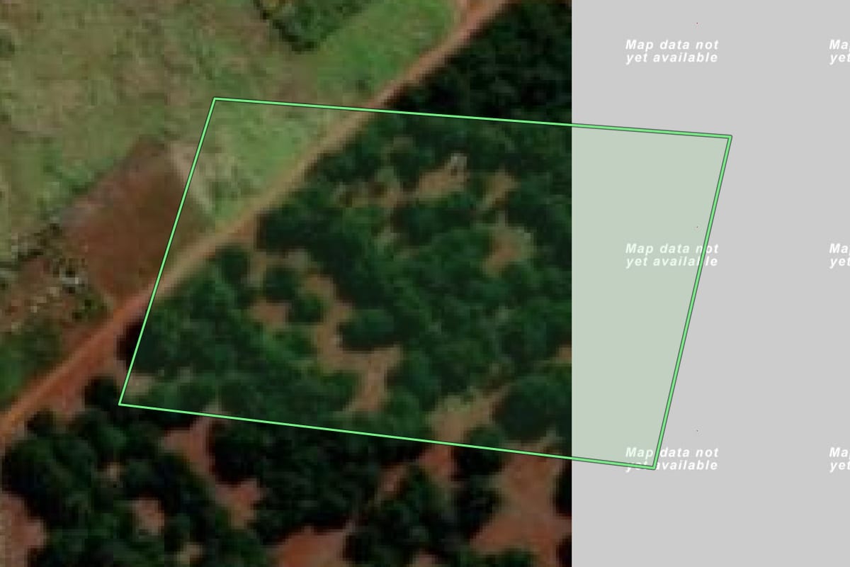 Imagem de satélite do imóvel rural em Marialva (PR), com o contorno declarado no CAR desenhado por cima.