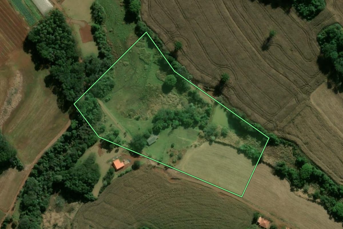 Imagem de satélite do imóvel rural em Marilândia do Sul (PR), com o contorno declarado no CAR desenhado por cima.