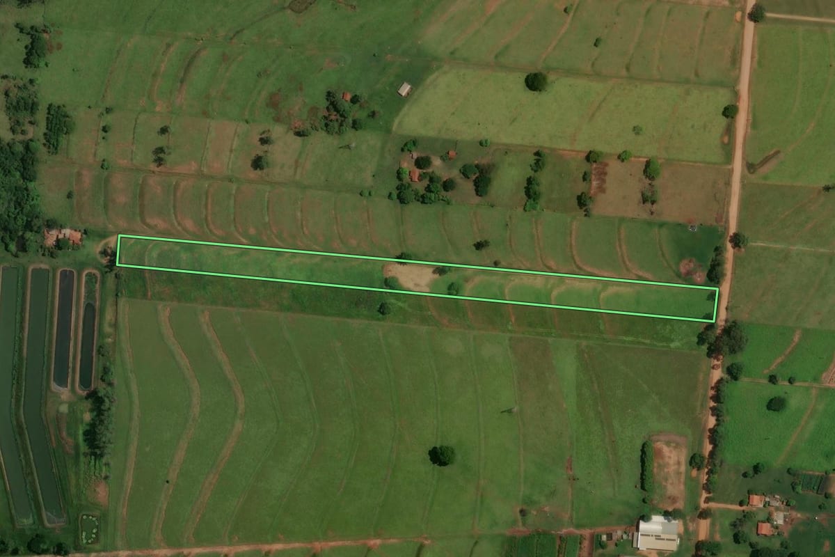 Imagem de satélite do imóvel rural em Mariluz (PR), com o contorno declarado no CAR desenhado por cima.