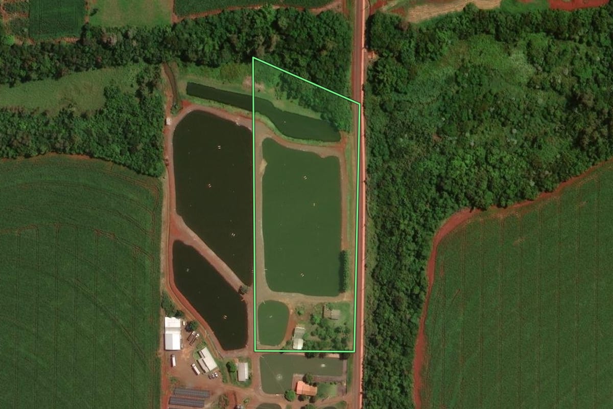 Imagem de satélite do imóvel rural em Maripá (PR), com o contorno declarado no CAR desenhado por cima.