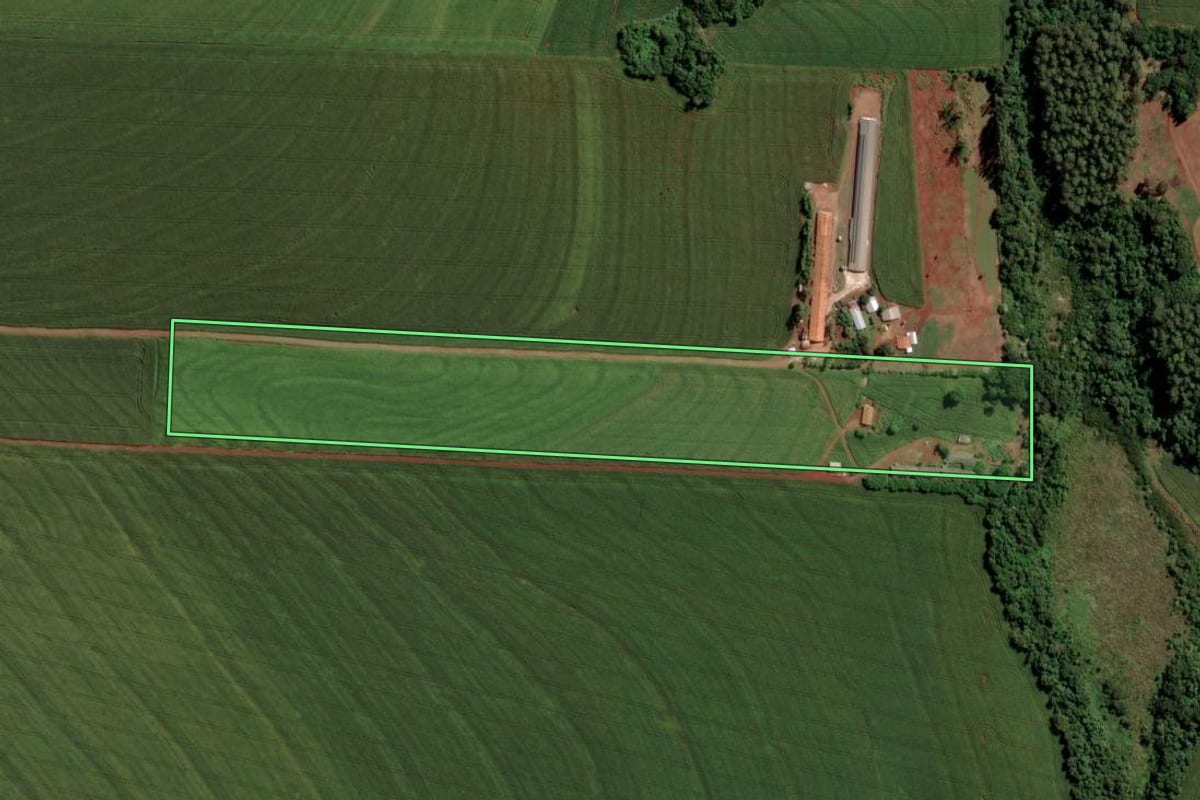 Imagem de satélite do imóvel rural em Maripá (PR), com o contorno declarado no CAR desenhado por cima.