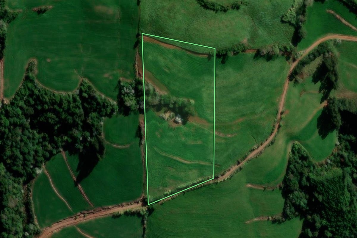 Imagem de satélite do imóvel rural em Marmeleiro (PR), com o contorno declarado no CAR desenhado por cima.