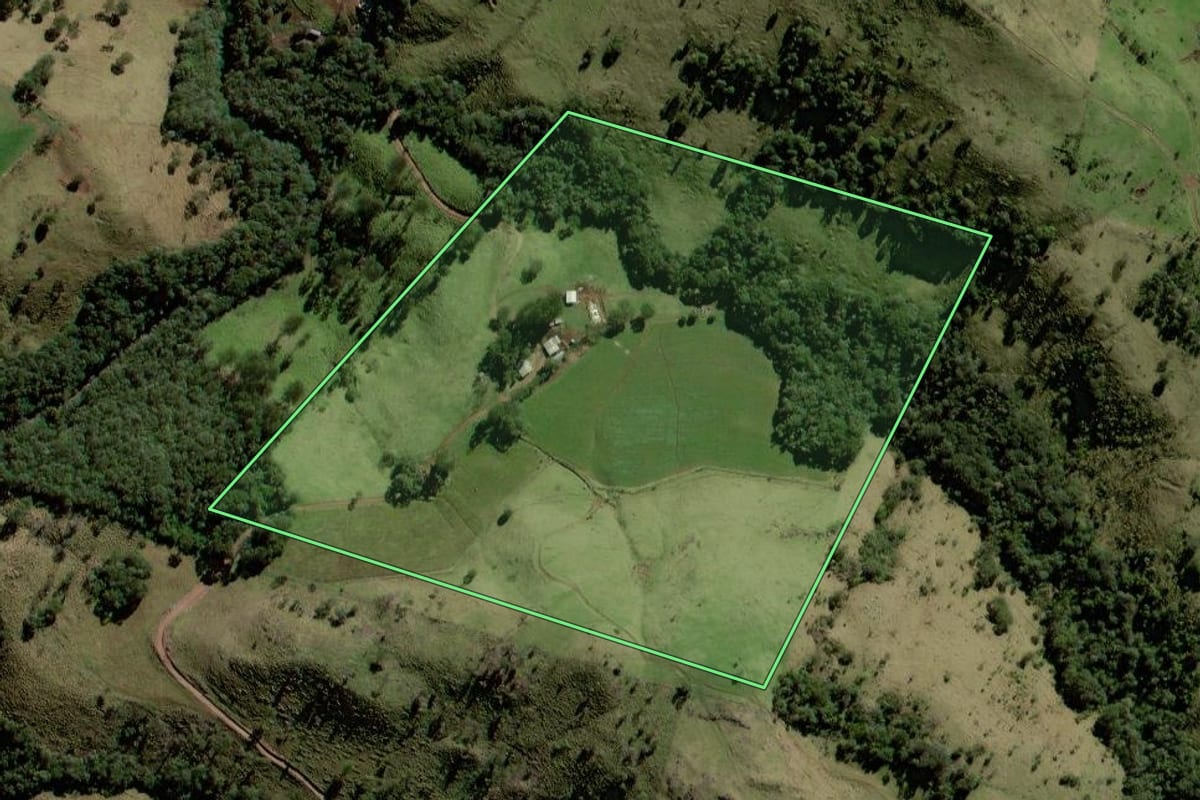 Imagem de satélite do imóvel rural em Marquinho (PR), com o contorno declarado no CAR desenhado por cima.