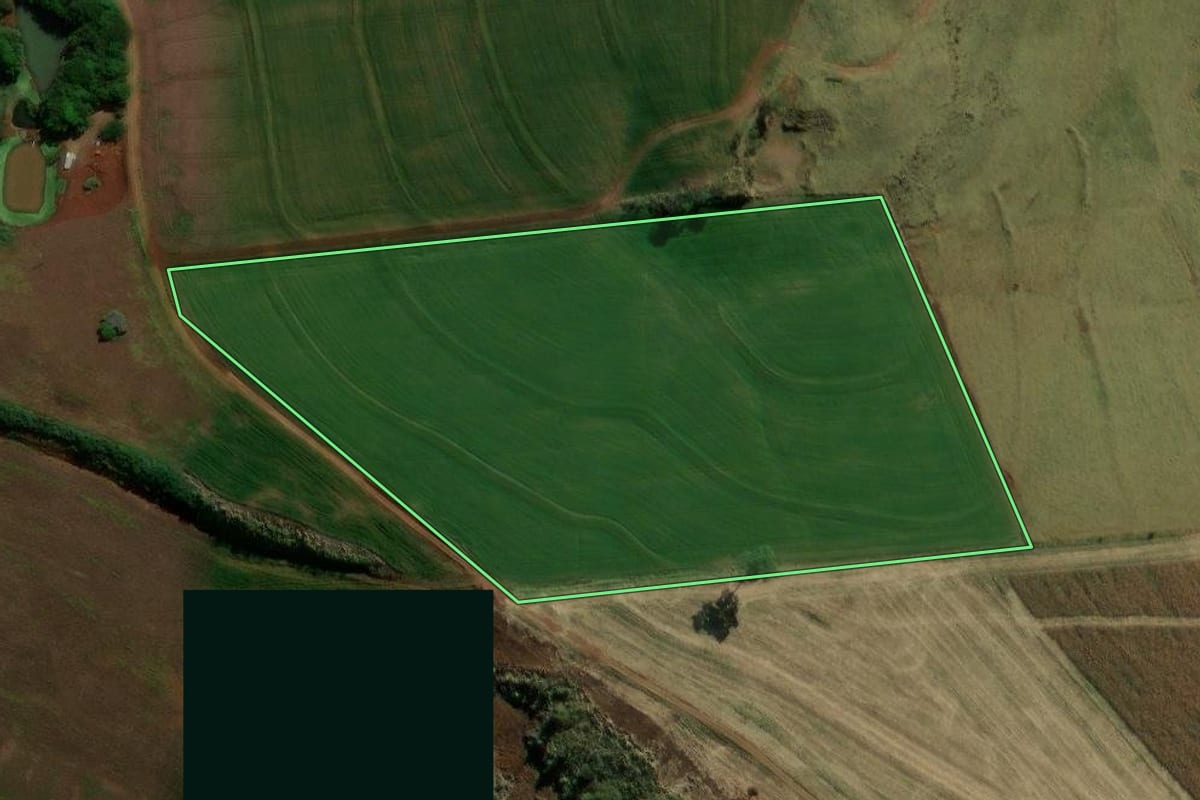 Imagem de satélite do imóvel rural em Marumbi (PR), com o contorno declarado no CAR desenhado por cima.
