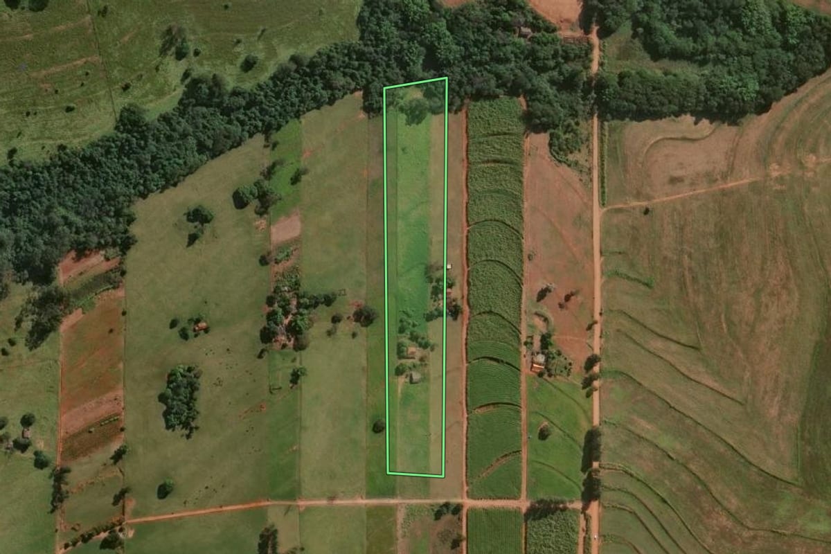 Imagem de satélite do imóvel rural em Miraselva (PR), com o contorno declarado no CAR desenhado por cima.