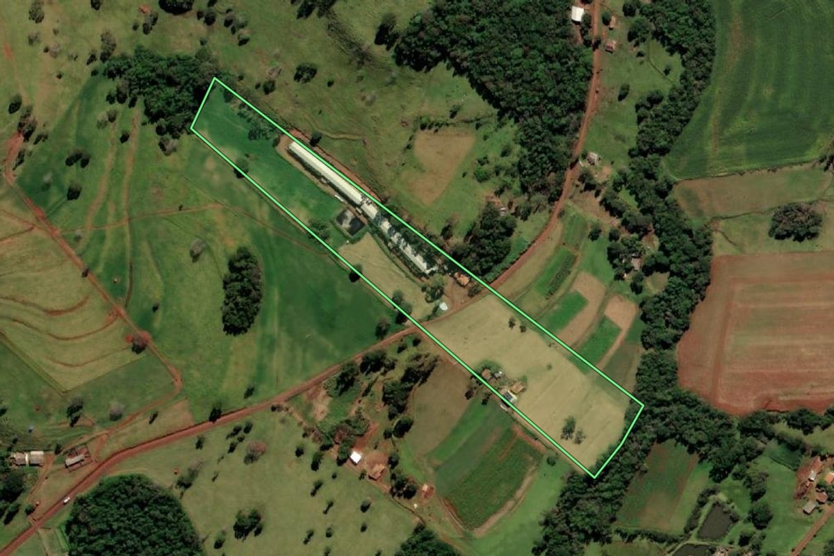 Imagem de satélite do imóvel rural em Missal (PR), com o contorno declarado no CAR desenhado por cima.