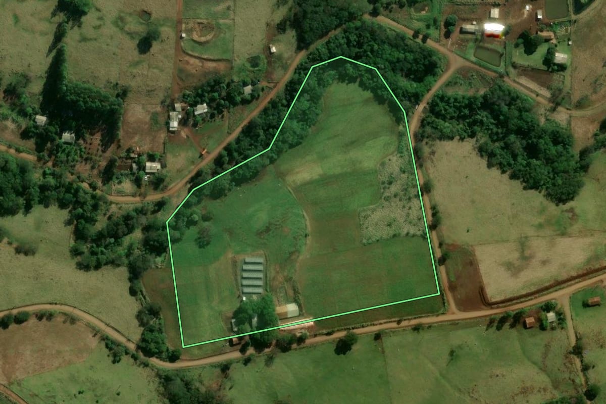 Imagem de satélite do imóvel rural em Missal (PR), com o contorno declarado no CAR desenhado por cima.
