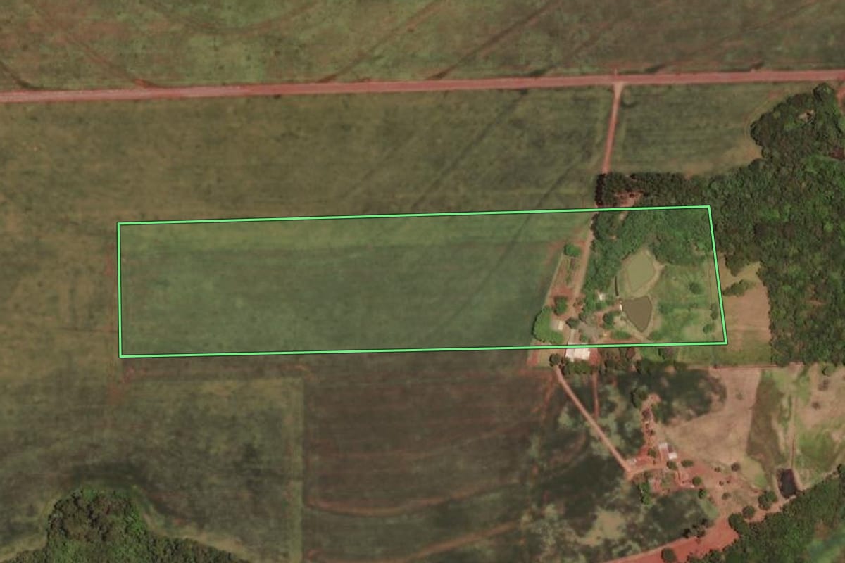 Imagem de satélite do imóvel rural em Missal (PR), com o contorno declarado no CAR desenhado por cima.