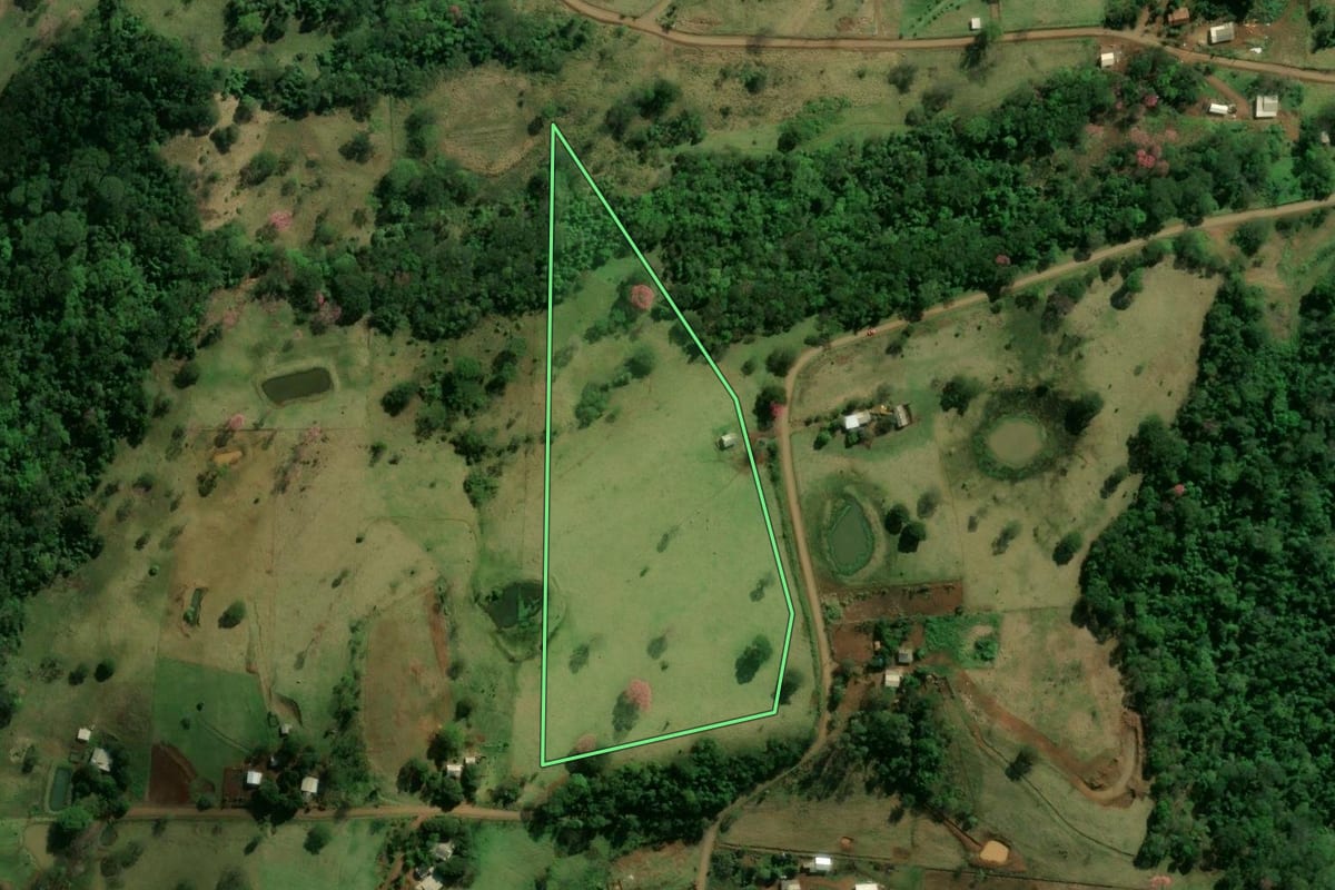Imagem de satélite do imóvel rural em Missal (PR), com o contorno declarado no CAR desenhado por cima.