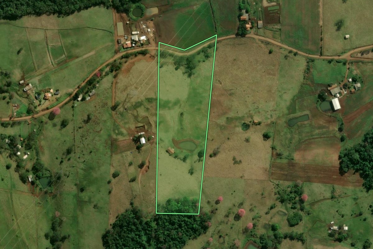 Imagem de satélite do imóvel rural em Missal (PR), com o contorno declarado no CAR desenhado por cima.