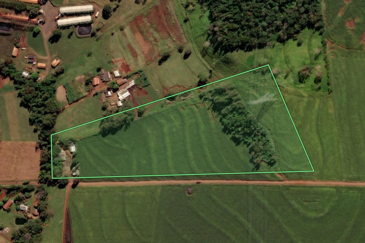Imagem de satélite do imóvel rural em Missal (PR), com o contorno declarado no CAR desenhado por cima.