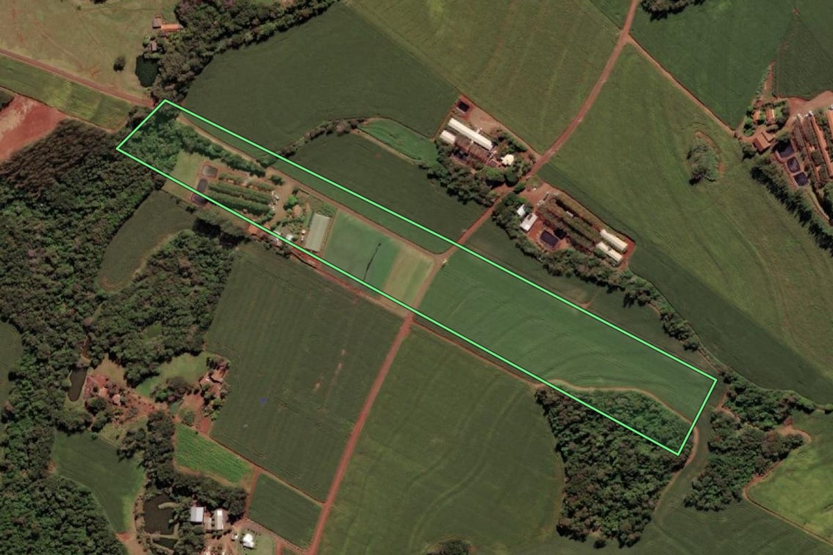 Imagem de satélite do imóvel rural em Missal (PR), com o contorno declarado no CAR desenhado por cima.