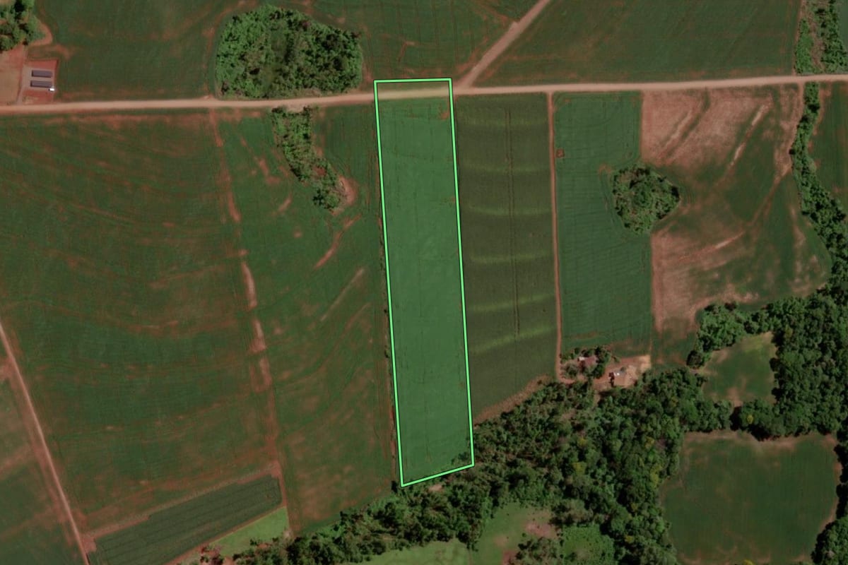 Imagem de satélite do imóvel rural em Missal (PR), com o contorno declarado no CAR desenhado por cima.