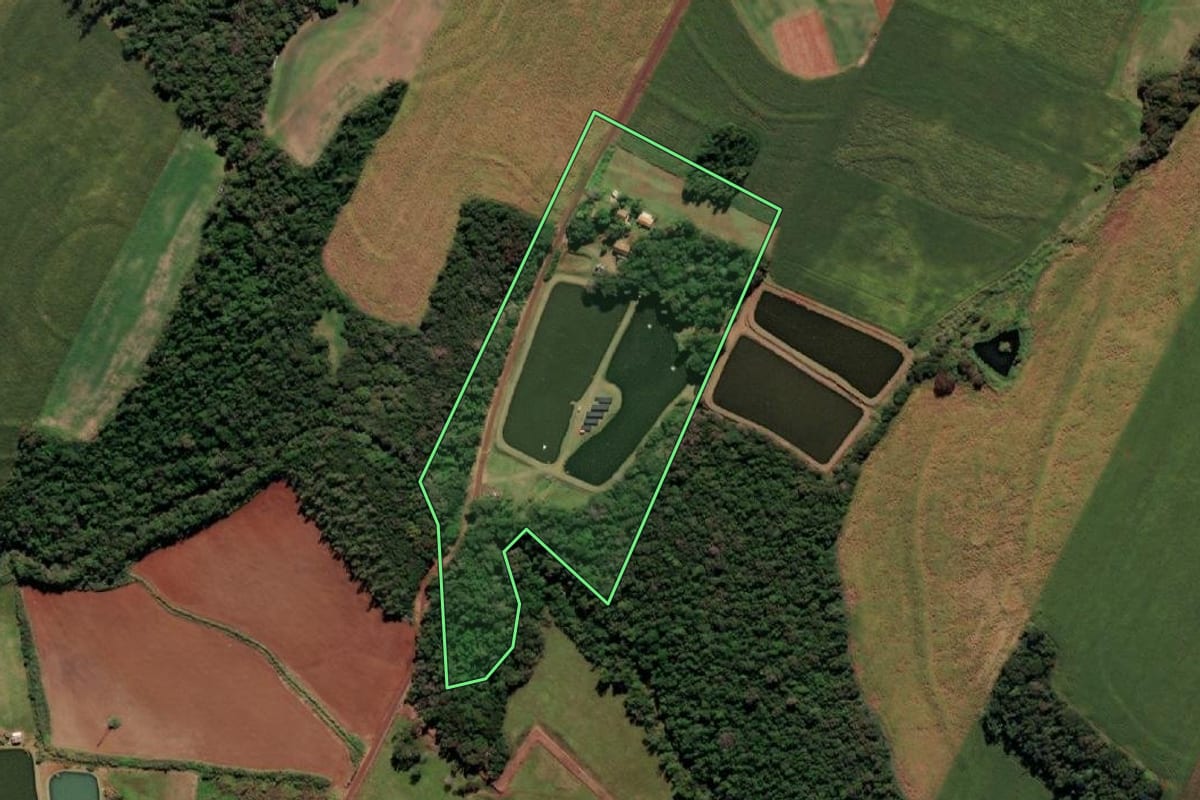Imagem de satélite do imóvel rural em Missal (PR), com o contorno declarado no CAR desenhado por cima.